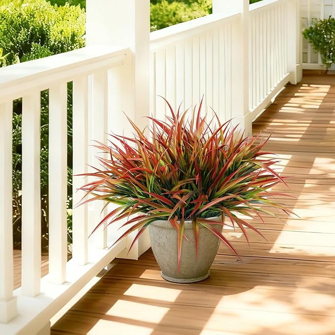 Ivydale 12Pcs Fake Plants Outdoor Artificial Plastic Grass Spring Decoration UV - Image 3