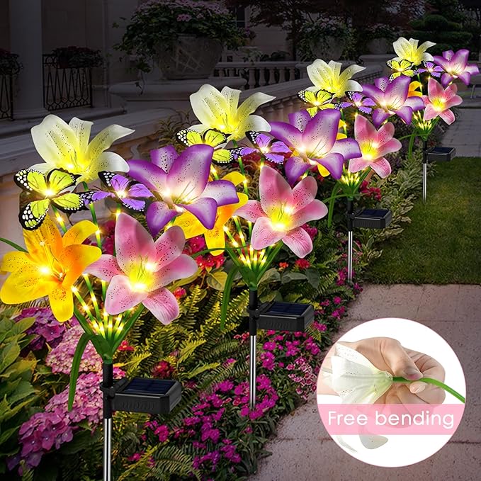 Solar Garden Lights Outdoor, 4 Pack Flower Lights - Image 2