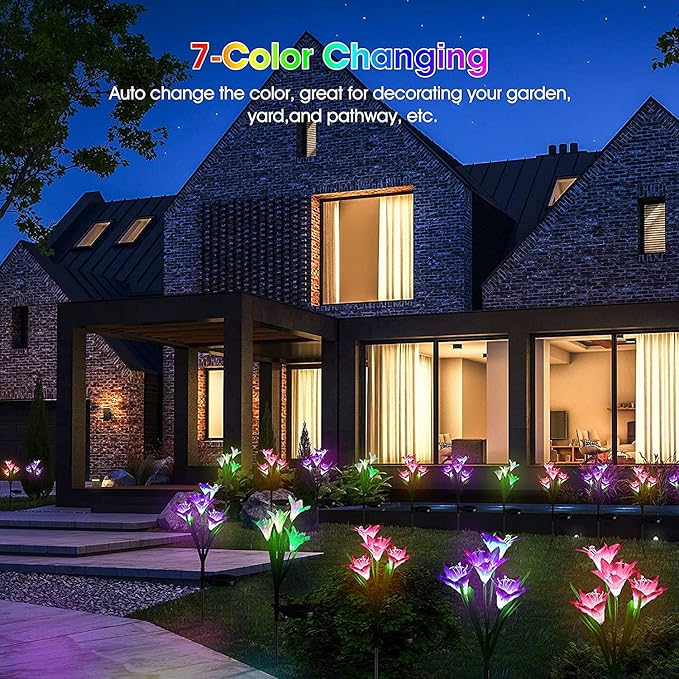Solar Lights Outdoor Waterproof, 4 Pack Garden Decor Lights, 16 Multi-Color - Image 2