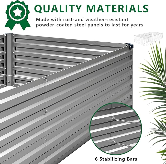12x4x1.5FT Galvanized Raised Garden Bed, Vegetable Boxes-Rectangle Metal Flower - Image 4