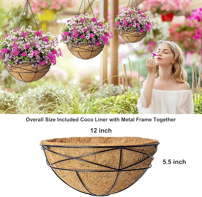 4 Pack 12 Inch Hanging Planters - Image 5