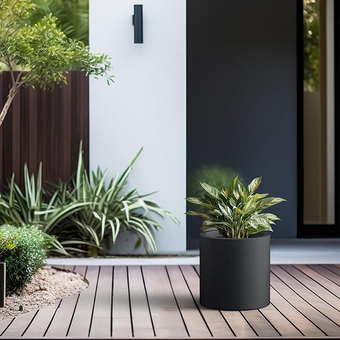 Kante 12.6" Dia Round Concrete Planter, Modern Style Large Cylindrical Plant Pot - Image 4