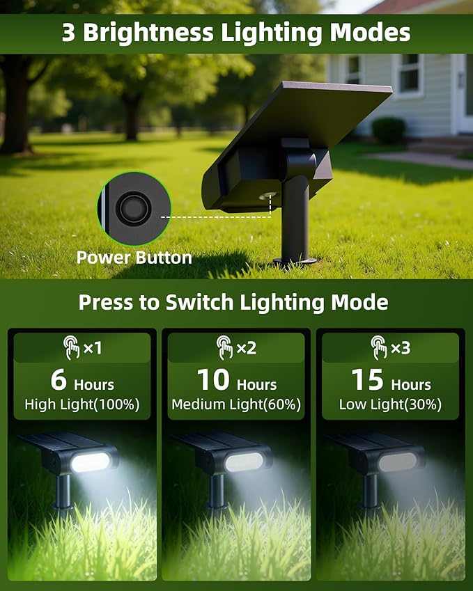 EZVALO Solar Spot Lights Outdoor IP67 Waterproof, Adjustable Solar Landscape - Image 4