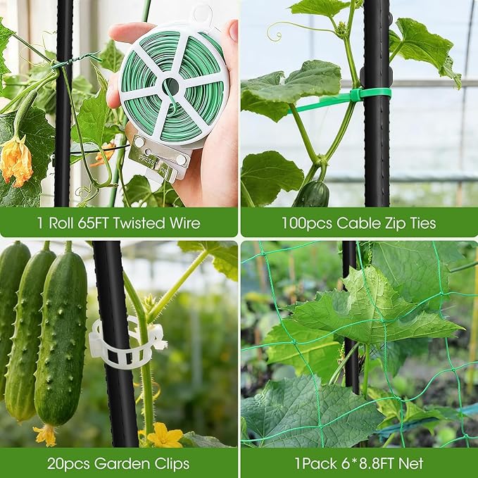 Cucumber Trellis for Raised Bed, U-Shape Garden Trellis for Climbing Plants - Image 9