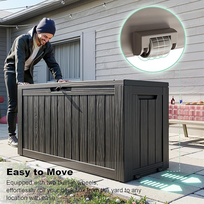 EasyUp 90 Gallon Outdoor Deck Box Waterproof, UV Resistant Resin Outdoor - Image 3