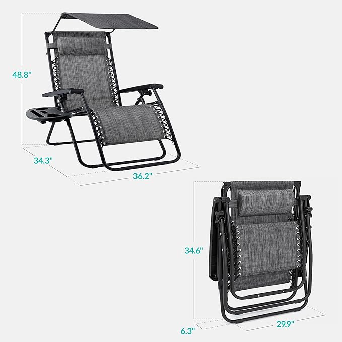 Best Choice Products 30” Wide Folding Zero Gravity Outdoor Recliner Patio - Image 2