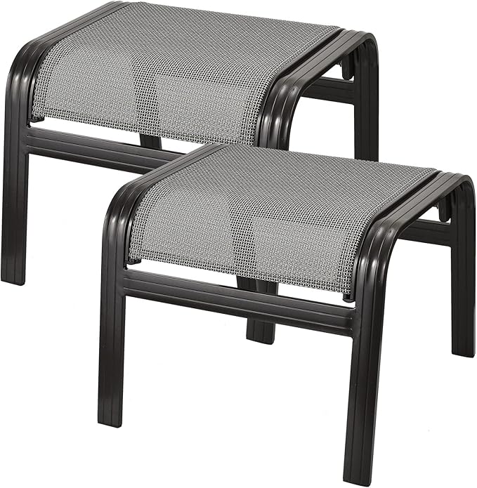 Patio Ottomans Outdoor Foot Rest Aluminum Patio Footstool Samll Seat Wicker by Deguifei