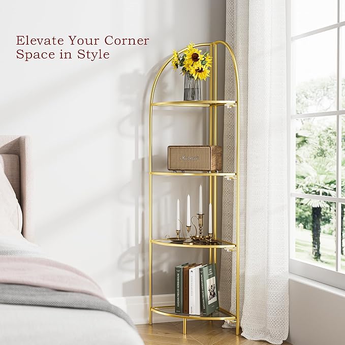 Crofy Foldable 4 Tier Corner Shelf, Metal Corner Plant Stand - Image 4