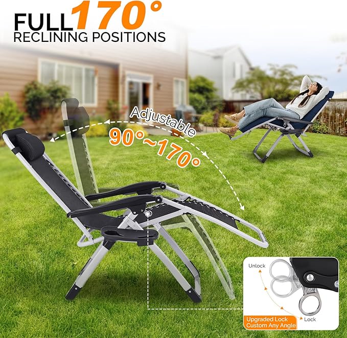 VINGLI Padded Zero Gravity Chair, Lounge Chair - Image 4