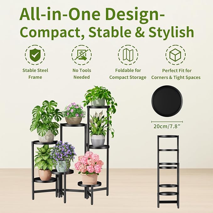 8 Tiered Plant Stand Indoor for Multiple Large Planter, Tall Heavy Duty - Image 5