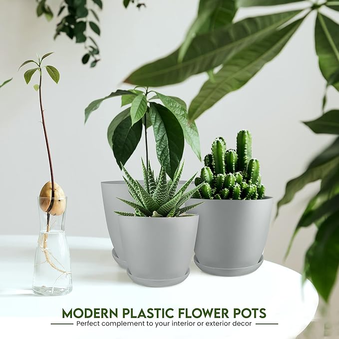 Utopia Home - Plant Pots Indoor - 7/6.6/6/5.3/4.8 Inches Home Decor Flower Pots - Image 2