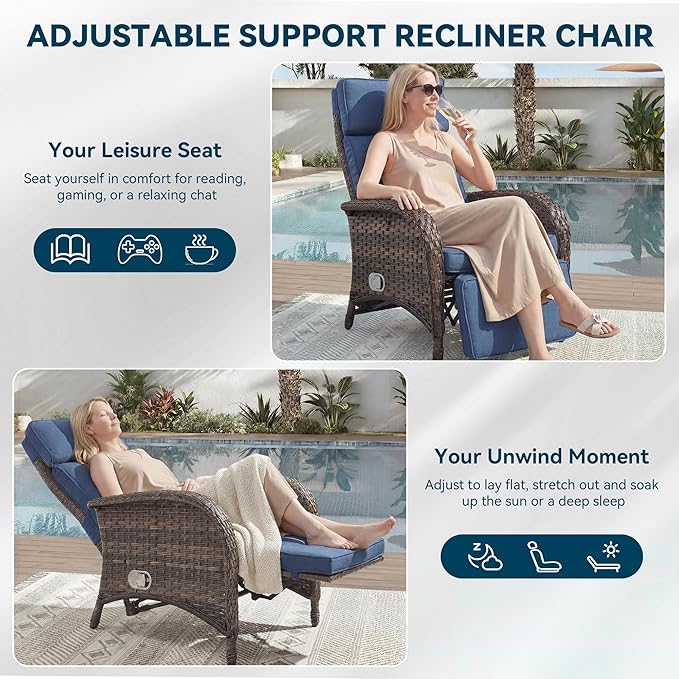 Zero Gravity Wicker Patio Recliner Chair - Image 3