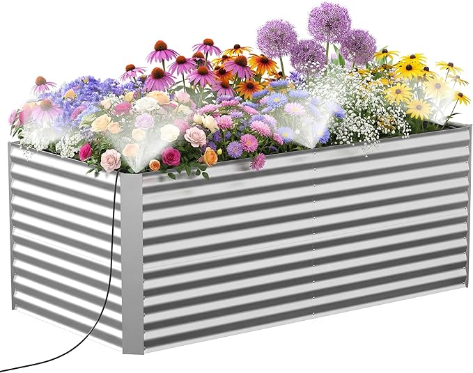 8x4x3 ft Tall Galvanized Raised Garden Bed by Lineware