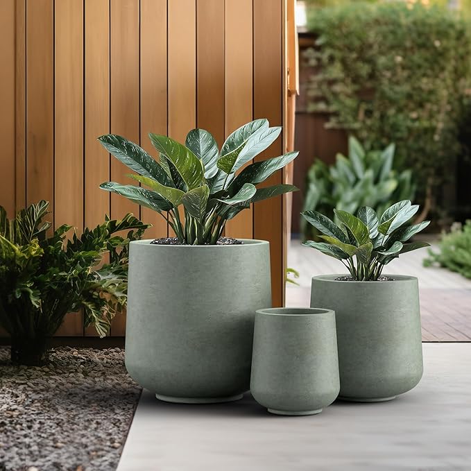 Kante 15.3"+11.6"+8.2" Dia Round Concrete Planter, Large Outdoor Indoor Planter - Image 5