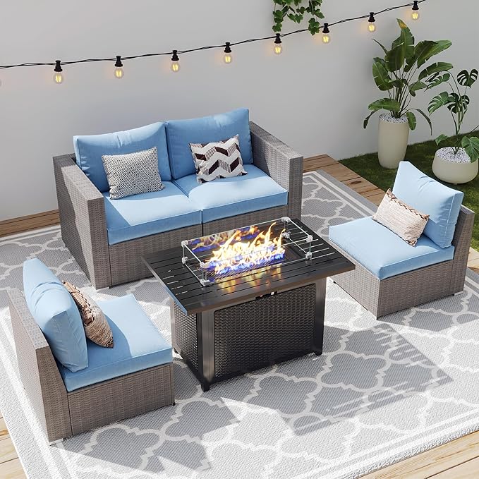 Wisteria Lane Patio Furniture Set, 2 Pieces Wicker Outdoor Furniture Patio Couch - Image 2