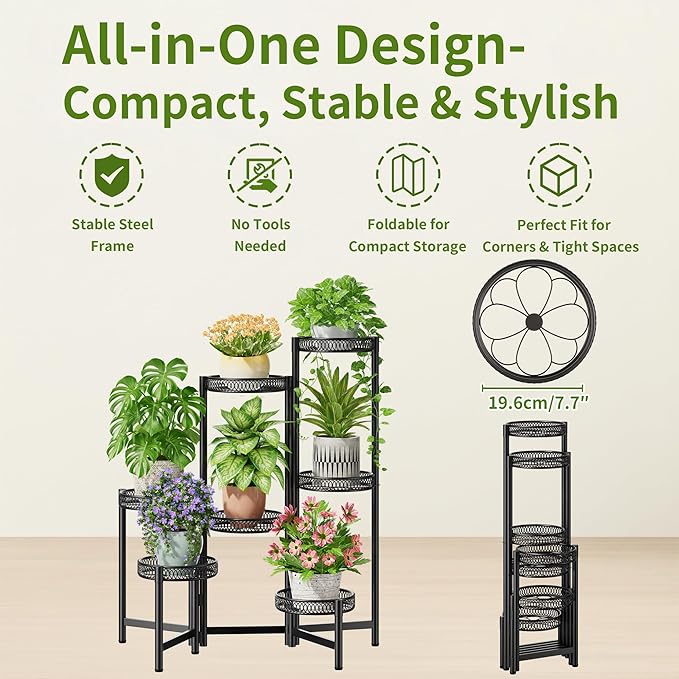 Plant Stand Indoor Outdoor, 7 Tier Large Plant Stand - Image 5
