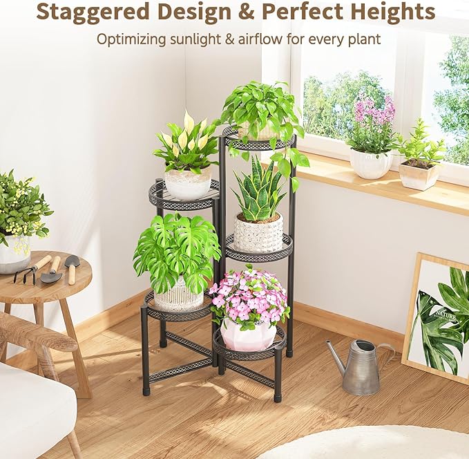 LASZOLA 5 Tiered Folding Tall Plant Stand Indoor Outdoor - Image 7