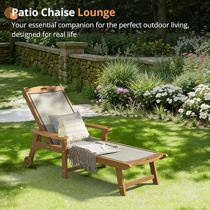 LUE BONA Chaise Lounge Chair Outdoor Set of 2, HDPS and HDPE Wicker Material - Image 5