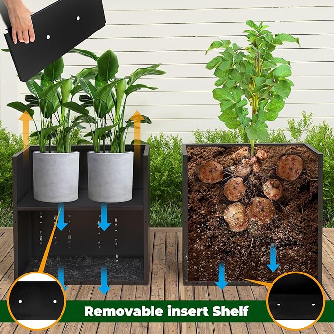 Black Steel Planter Box for Outdoor Plants 24" x 10" x 24" Metal Rectangular - Image 3
