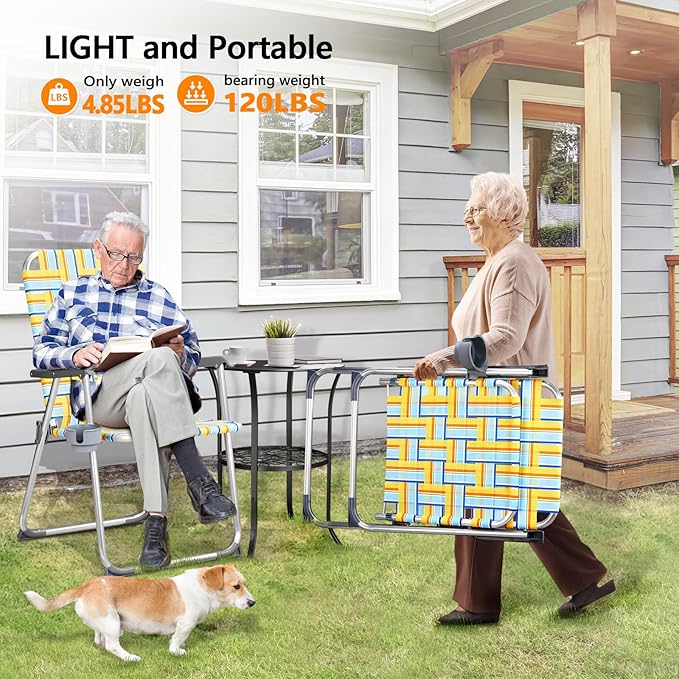 VINGLI Aluminum Patio Lawn Chairs Folding Set of 2 - Image 5