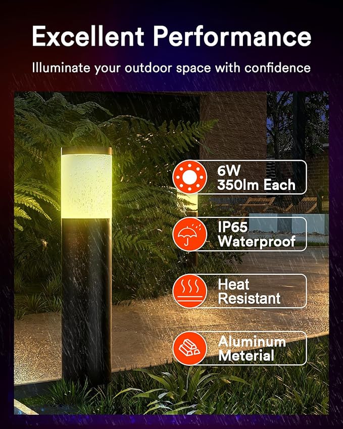 Lumary 6 Pack Smart Pathway Lights 2100LM, RGBAI/Cool/Warm White, Aluminum - Image 4