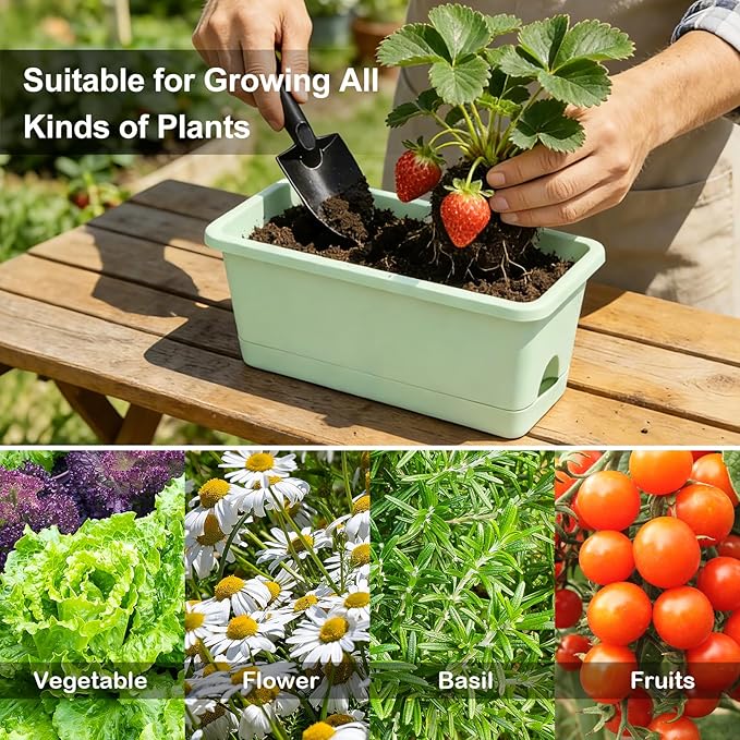 Window Box Planter 6 Packs, 13.8 Inches Rectangle Flower Pots - Image 7