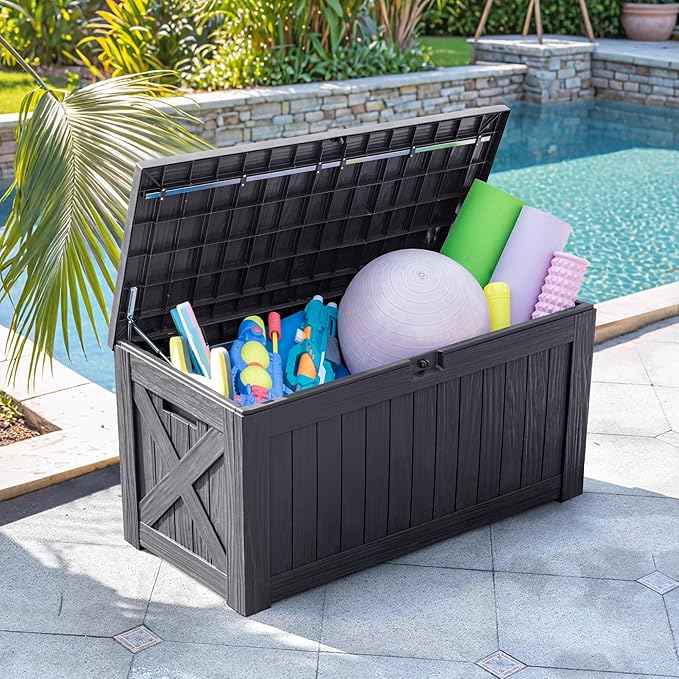 Flamaker Resin Deck Box 120 Gallon Waterproof Large Outdoor Indoor Storage Box - Image 3