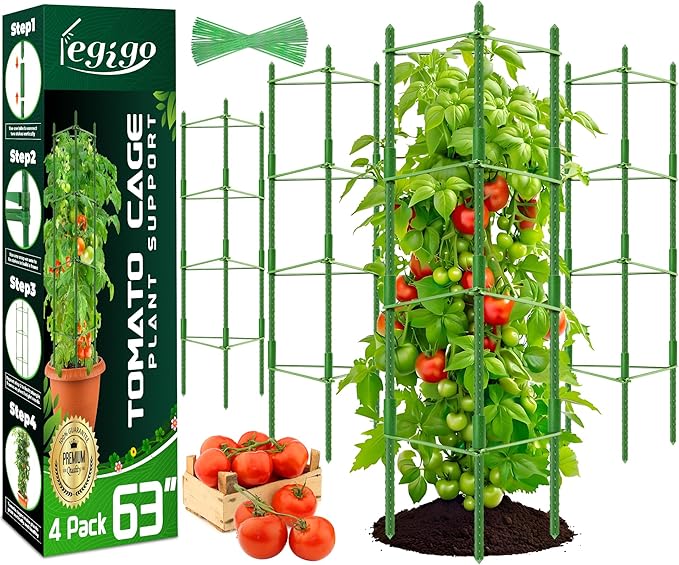 Legigo 4-Pack Tomato Cage for Garden Plant Support- Up to 63inch Garden Stakes by Legigo
