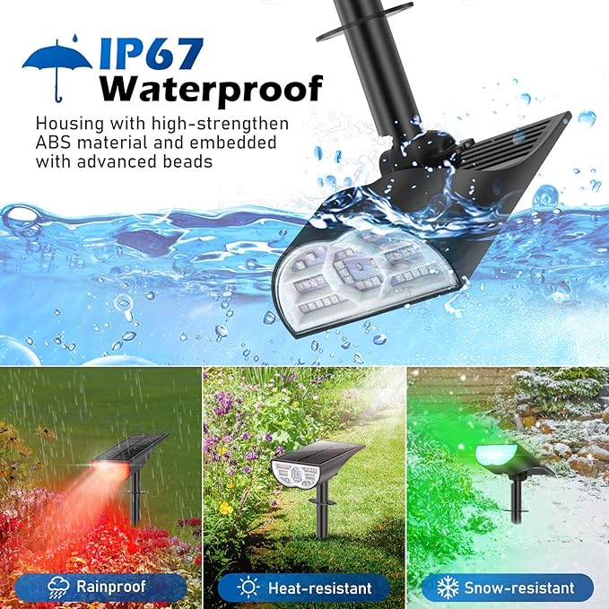 Solar Color Changing Spot Lights Outdoor, 9 Lighting Modes Solar Powered - Image 6