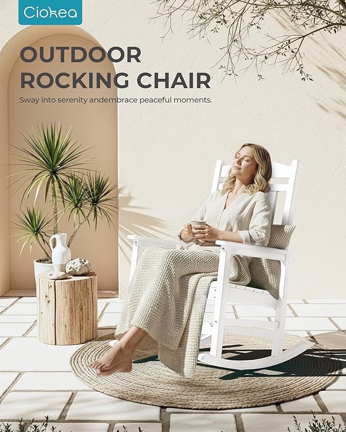 Ciokea Oversized Outdoor Rocking Chair, 380lbs Heavy-Duty Large Patio Rocker - Image 8