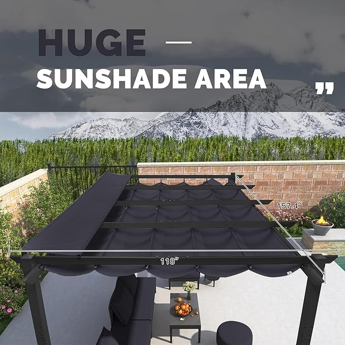 PURPLE LEAF 10' x 13' Outdoor Retractable Pergola - Image 8