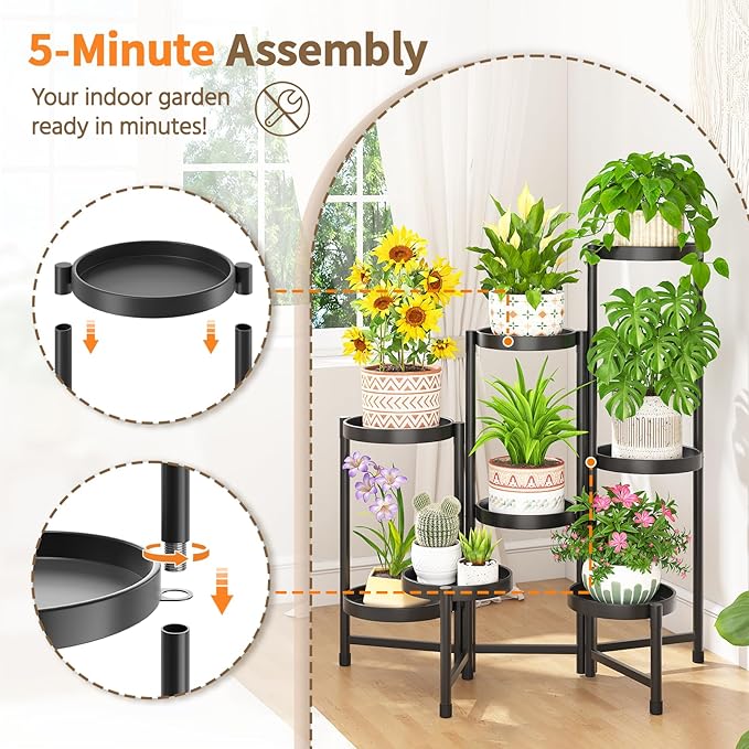 LASZOLA 8 Tiered Folding Tall Plant Stand Indoor - Image 5