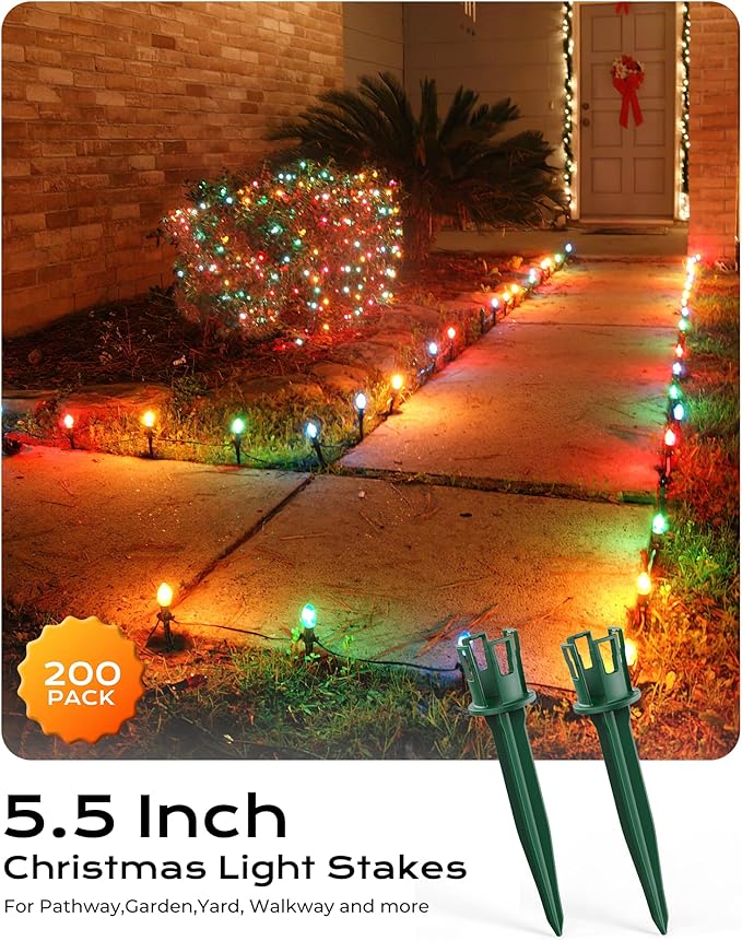 200-Pack Plastic Light Stakes, 5.5 Inch Christmas Yard Stakes - Image 5