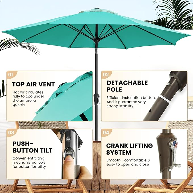 Ayge 9FT Large Outdoor Patio Umbrella Market Table Umbrella-UV Resistant - Image 2