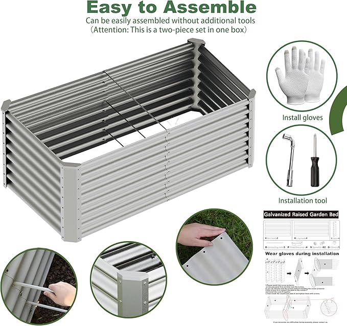 4x2x2ft Raised Garden Bed Kit, Galvanized Planter Garden Boxes Outdoor - Image 5