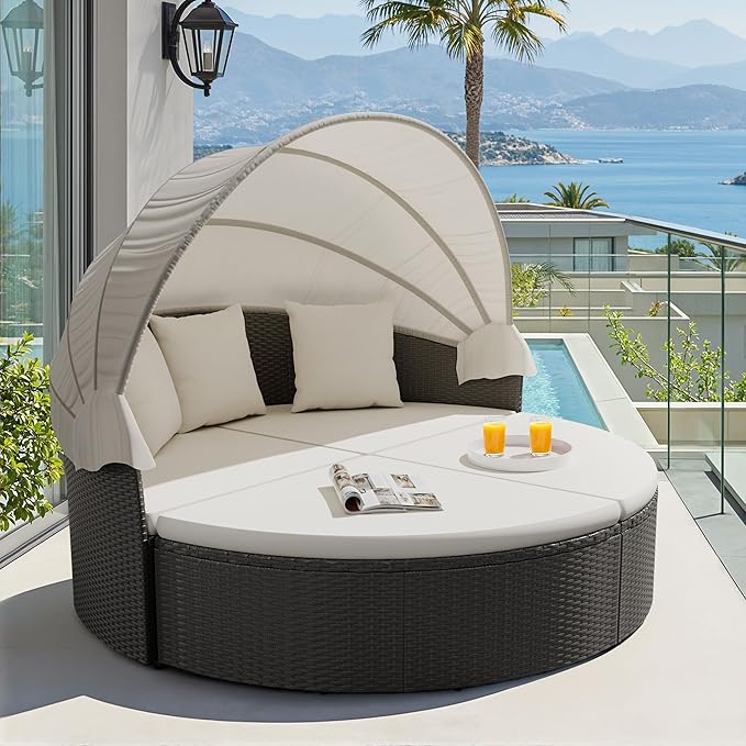 Devoko Patio Furniture Outdoor Round Daybed by DEVOKO
