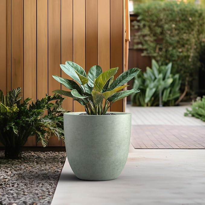Kante 18 Inch Dia Round Concrete Planter, Indoor Outdoor Large Plant Pot - Image 5