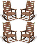 SERWALL Outdoor Rocking Chair Set of 4, Oversized HDPE Patio Rocking Chair by SERWALL