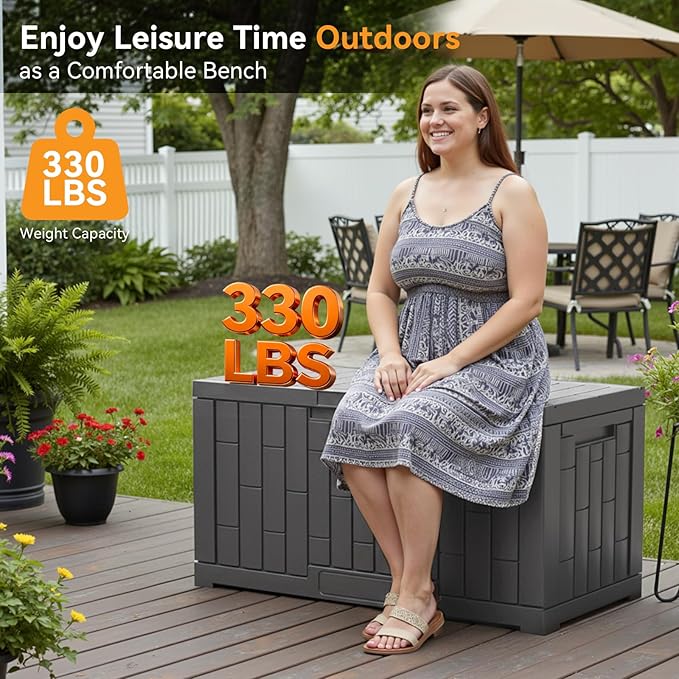 NEWBULIG 60 Gallon Deck Box, Waterproof Outdoor Storage Box - Image 3