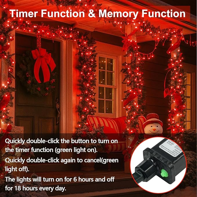 Connectable 200 LED String Lights Indoor Outdoor, 66FT Red Christmas Lights - Image 5