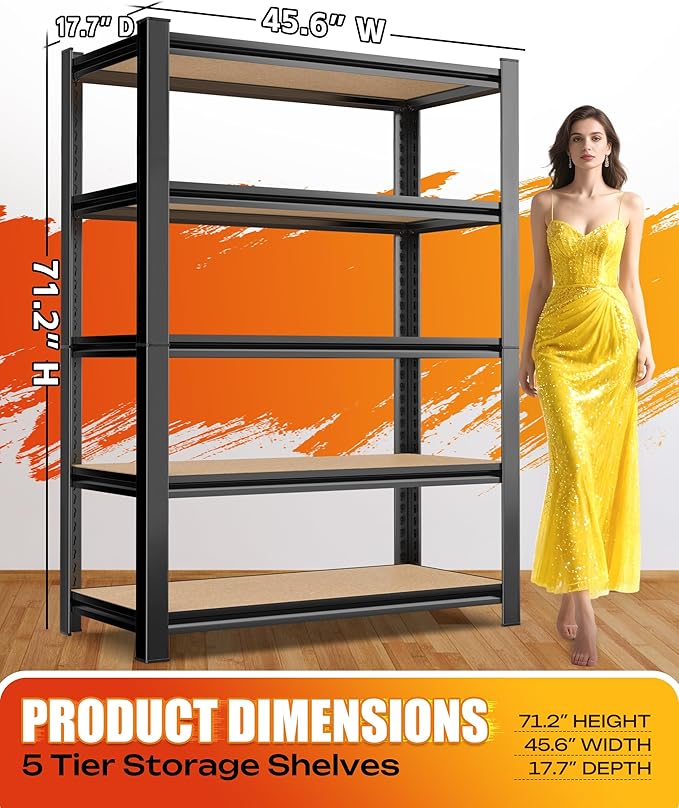 AOAORRG Set of 3 Garage Shelving Heavy Duty Storage Shelves, Metal Adjustable - Image 3