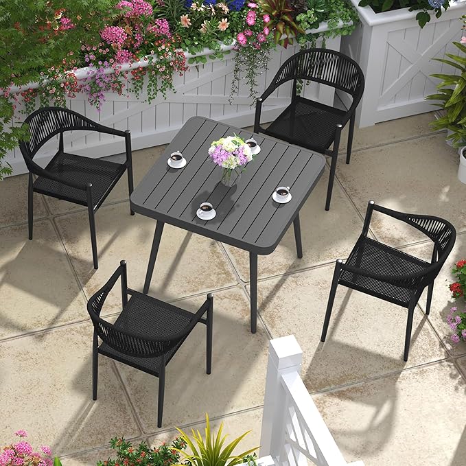 TWT Patio Dining Chairs Outdoor Stackable Dining Chairs - Image 2