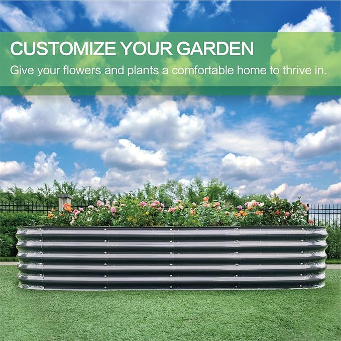 Gardmax Galvanized Raised Garden Bed, Lightweight Planter Boxes Outdoor - Image 2