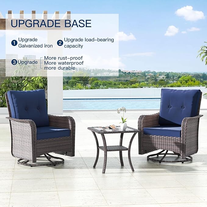 Kullavik 10 Pieces Outdoor Patio Furniture Set, PE Wicker Rattan Sectional Sofa - Image 7