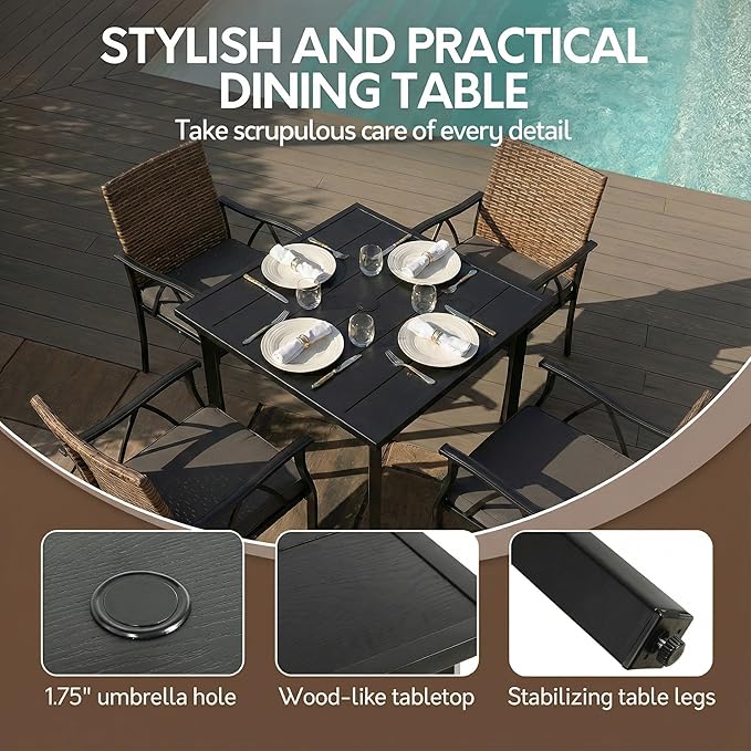 5-Piece Patio Dining Set for 4, Outdoor Dining Set - Image 4