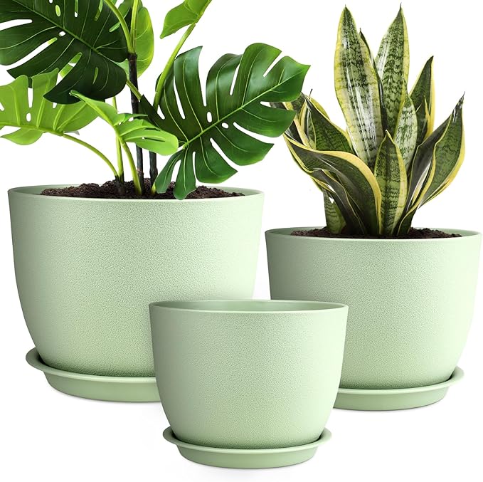 Plant Pots 12/10/9 inch Set of 3, Flower Pots by AFamilyofGardenLovers