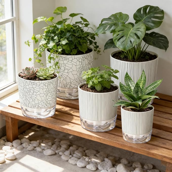 Self Watering Pots for Indoor Plants, 4/5.5/6.3 Inch Plant Pots Indoor Outdoor - Image 6