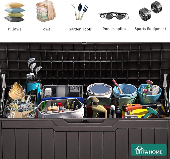 YITAHOME 80 Gallon Outdoor Storage Box, Large Water Resistant Resin Deck Box - Image 4