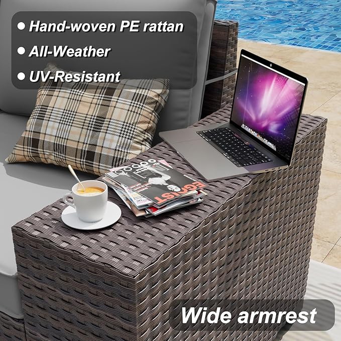 ALAULM 6 Pieces Patio Furniture Set, Oversized Seat/Armrest and High Back - Image 4