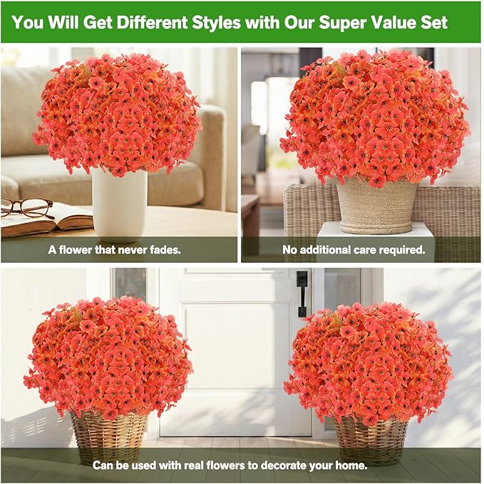 Artificial Flowers for Outdoor, Silk Flowers No Fade Fake Plastic Flowers UV - Image 5